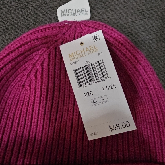 Michael Kors Women's colorblocked  Plaited Fisherman Rib Cuff Beanie Winter Hat - Picture 10 of 11